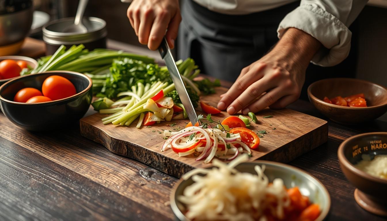 Fresh seasonal ingredients arranged for home cooking